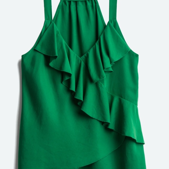 Kut for Kloth Halene Green Ruffle Detailed Tank Top Size large - Picture 1 of 5